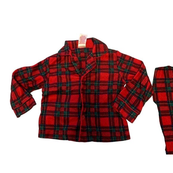 Faded Glory Sleepwear Infant Baby Sz 18 Months 2 piece pajama Set Red Plaid Long - Picture 3 of 4
